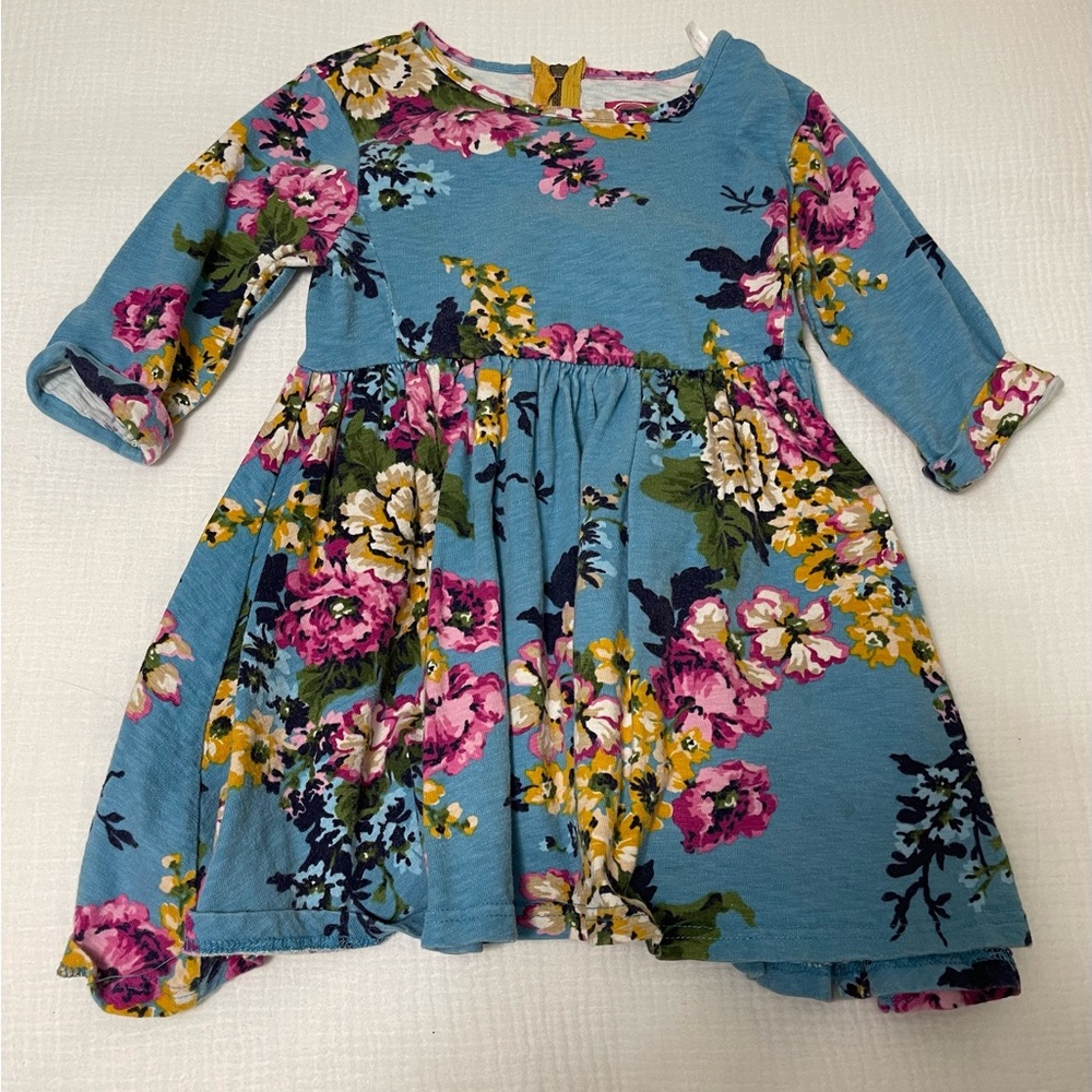 Joules Blue Floral Long-Sleeve Twirl Dress